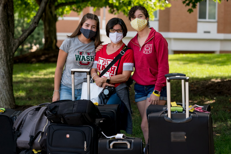 Three students at move in day