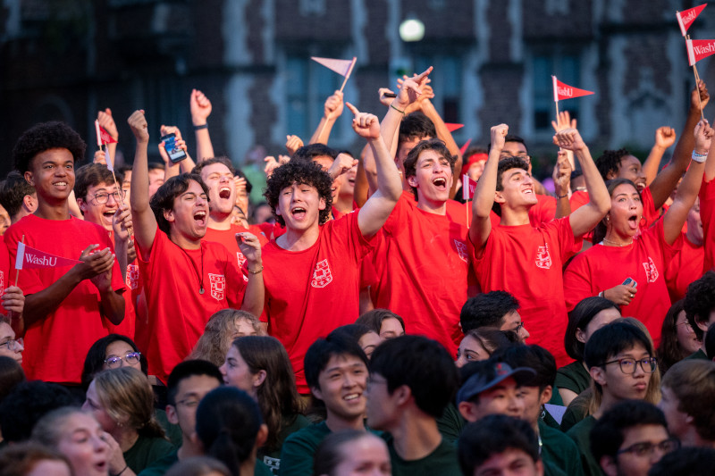 WashU students cheering during Make Way announcement