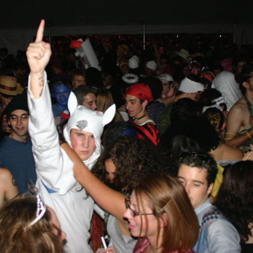 A crowd of young people at a party