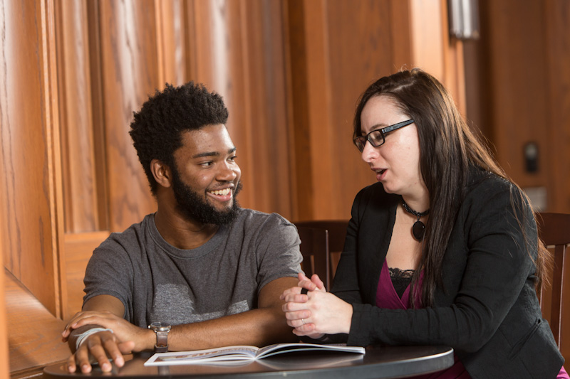 student being interview by an APAP volunteer