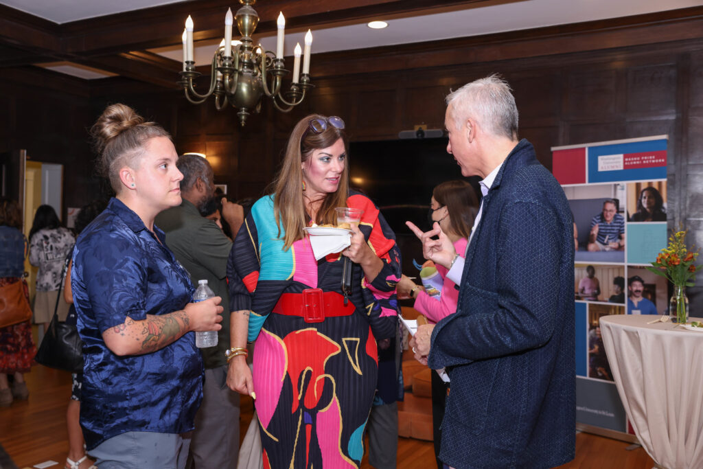 Alums gather to chat during the WUpan turns 10 reception in October 2023