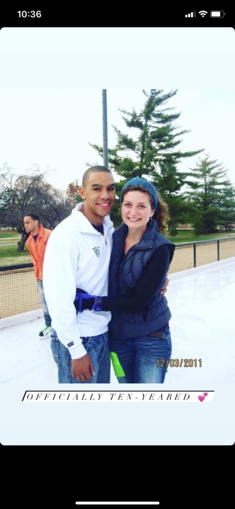 two students ice skating