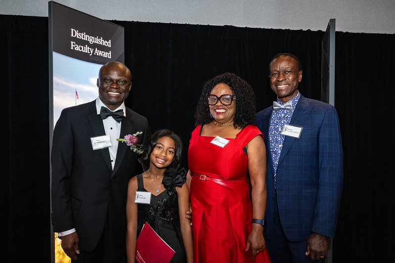 distinguished faculty honoree and family at founders day