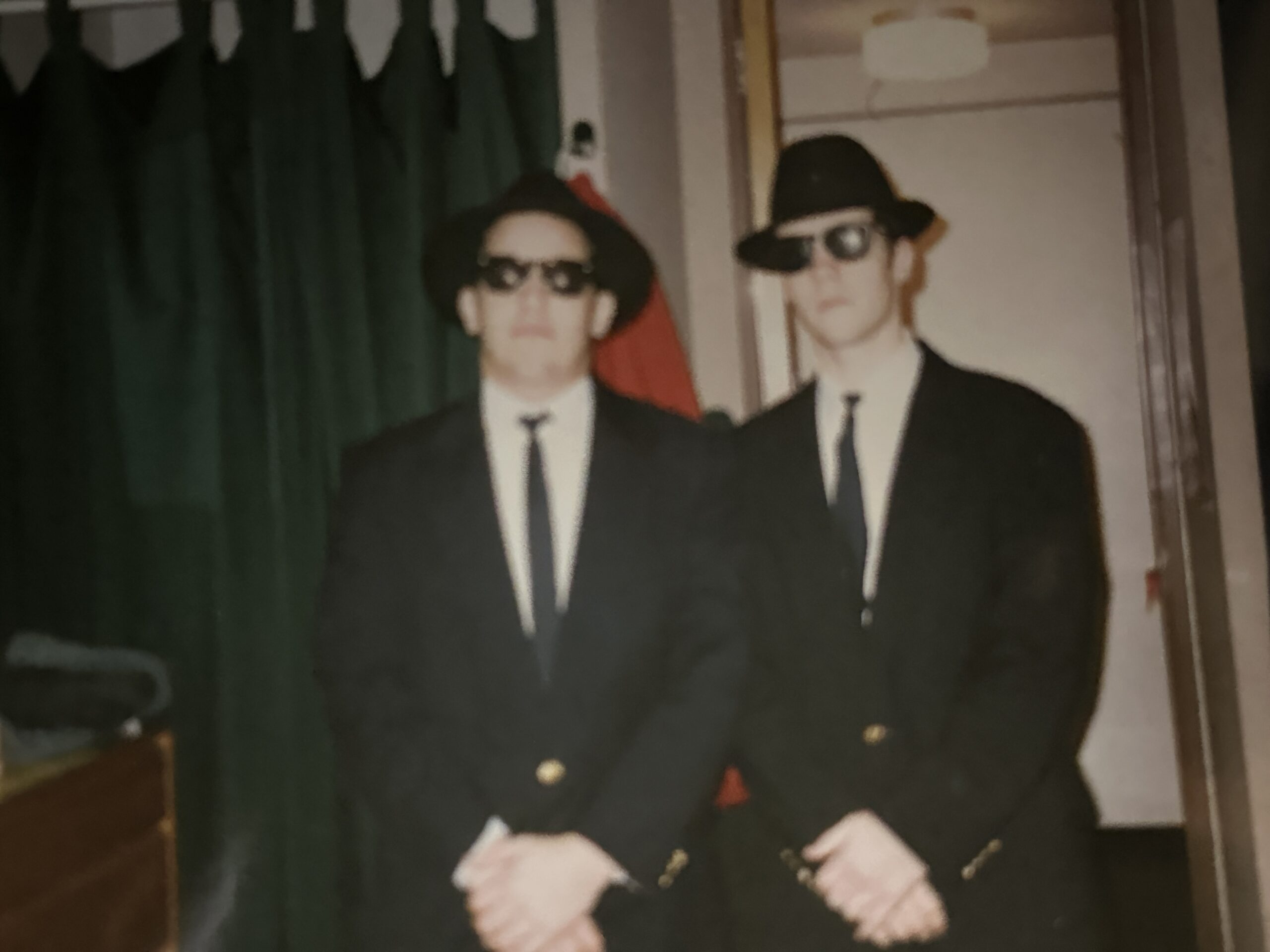 Two students dressed up as Blues Brothers