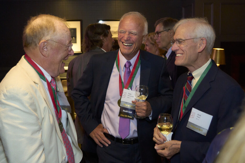 Three 50th reunion celebrants reconnect over drinks at their class party
