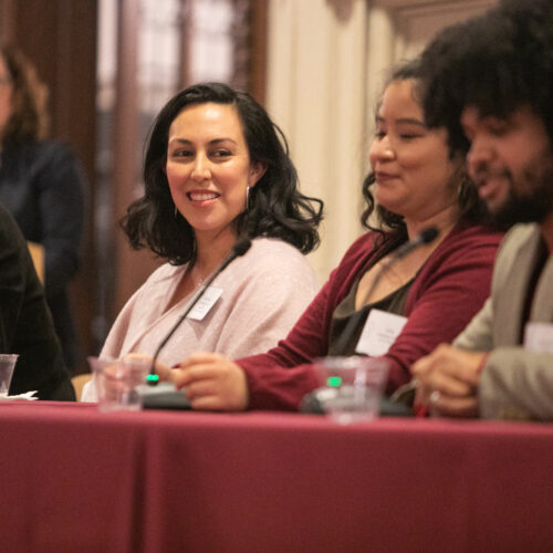 Panelists speak at the launch event for La Comunidad.