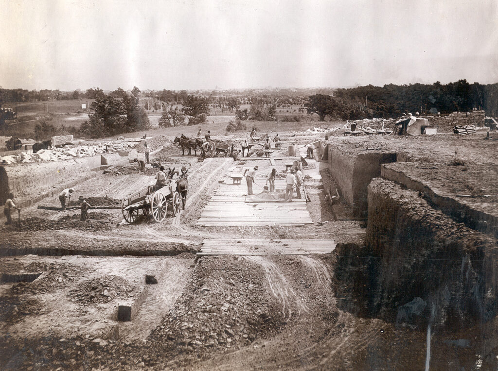 Construction on the future site of Washington University