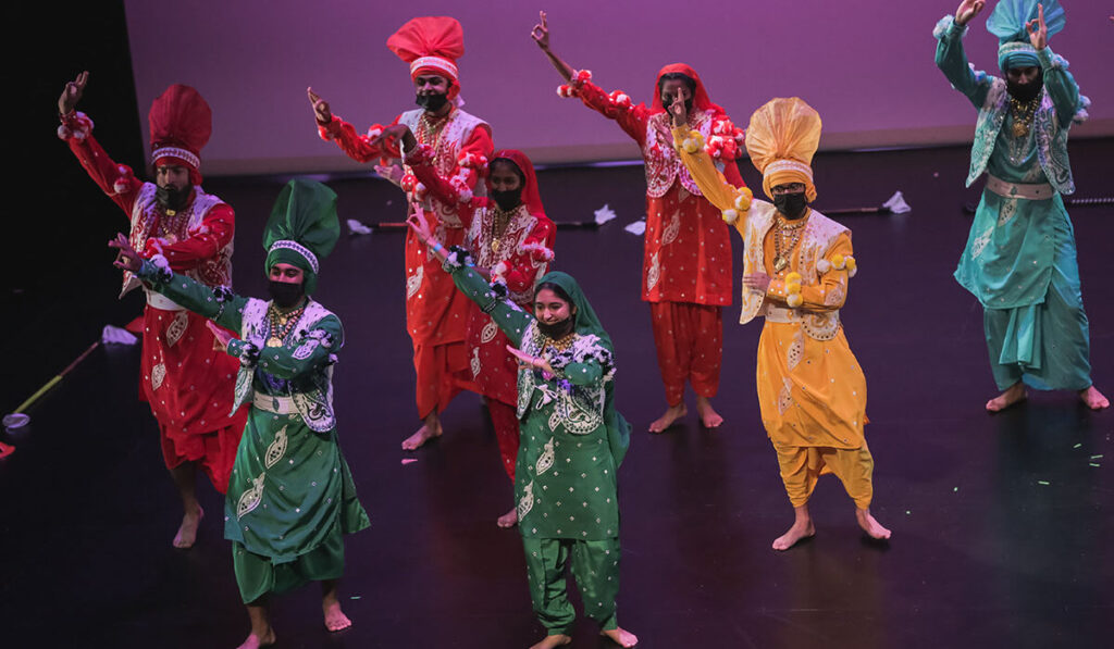 WashU Bhangra in traditional costumes, 2022